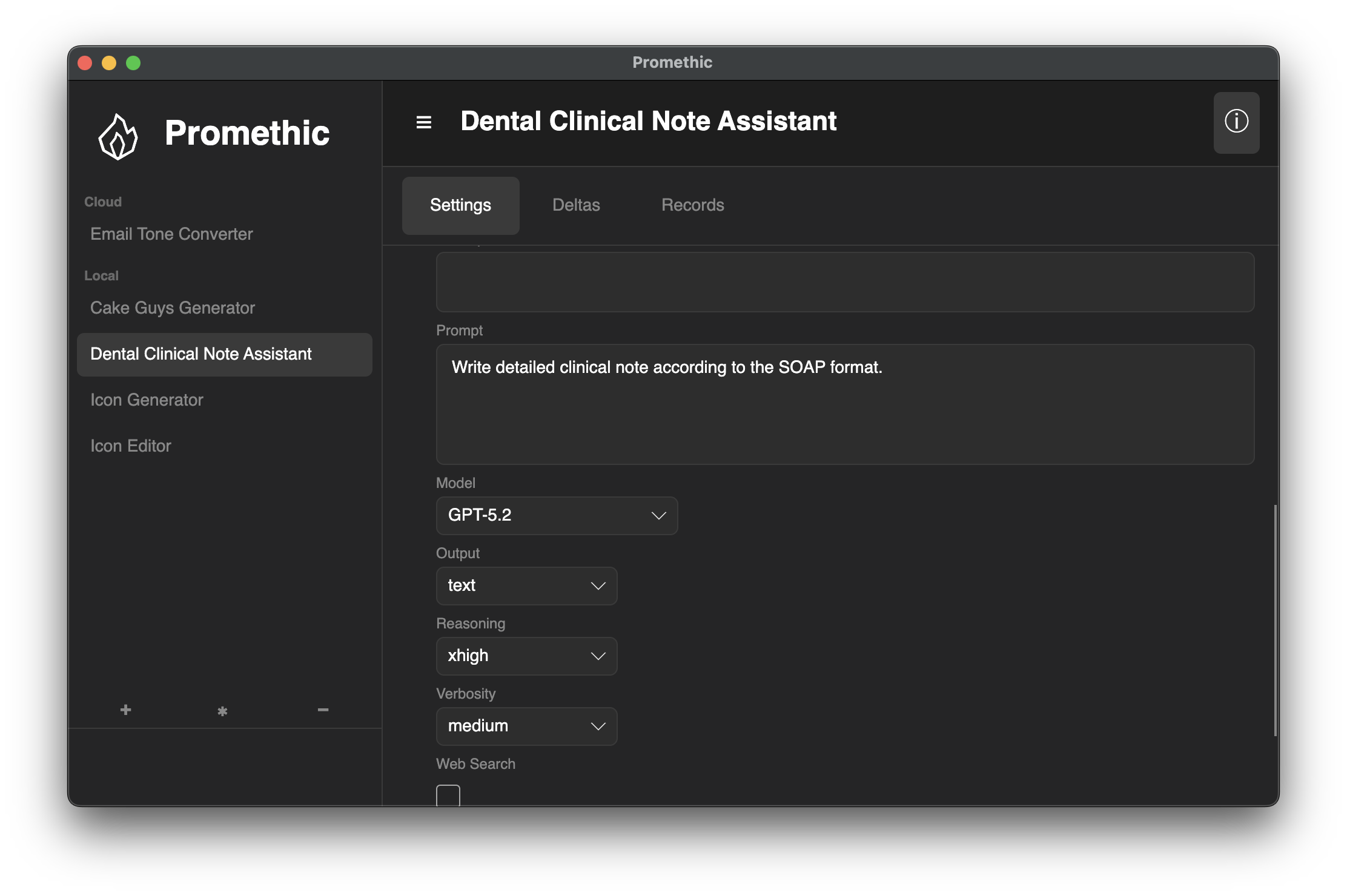 Per-prompt settings: model, reasoning effort, verbosity, and more